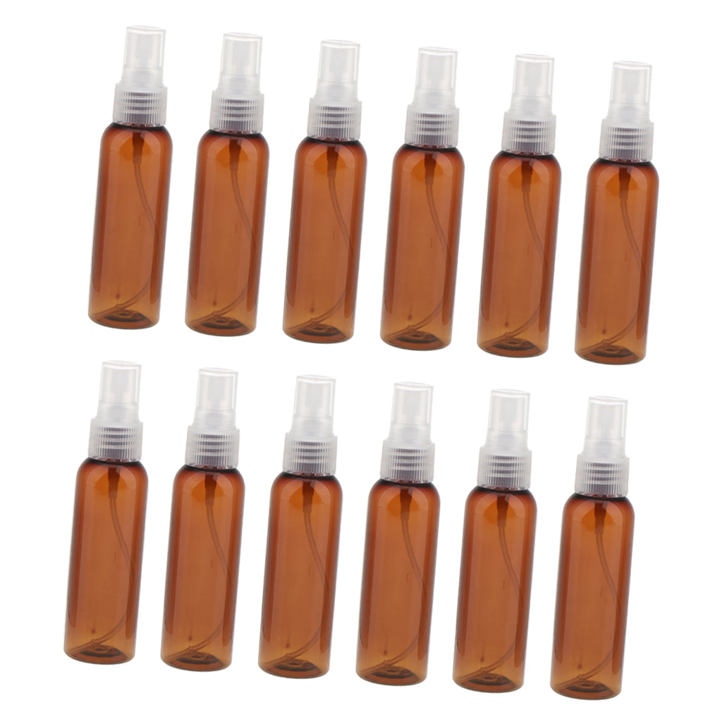 12PCS Brown Comestic Empty Spray Bottle Perfume Cream Atomizer 60ml Clear