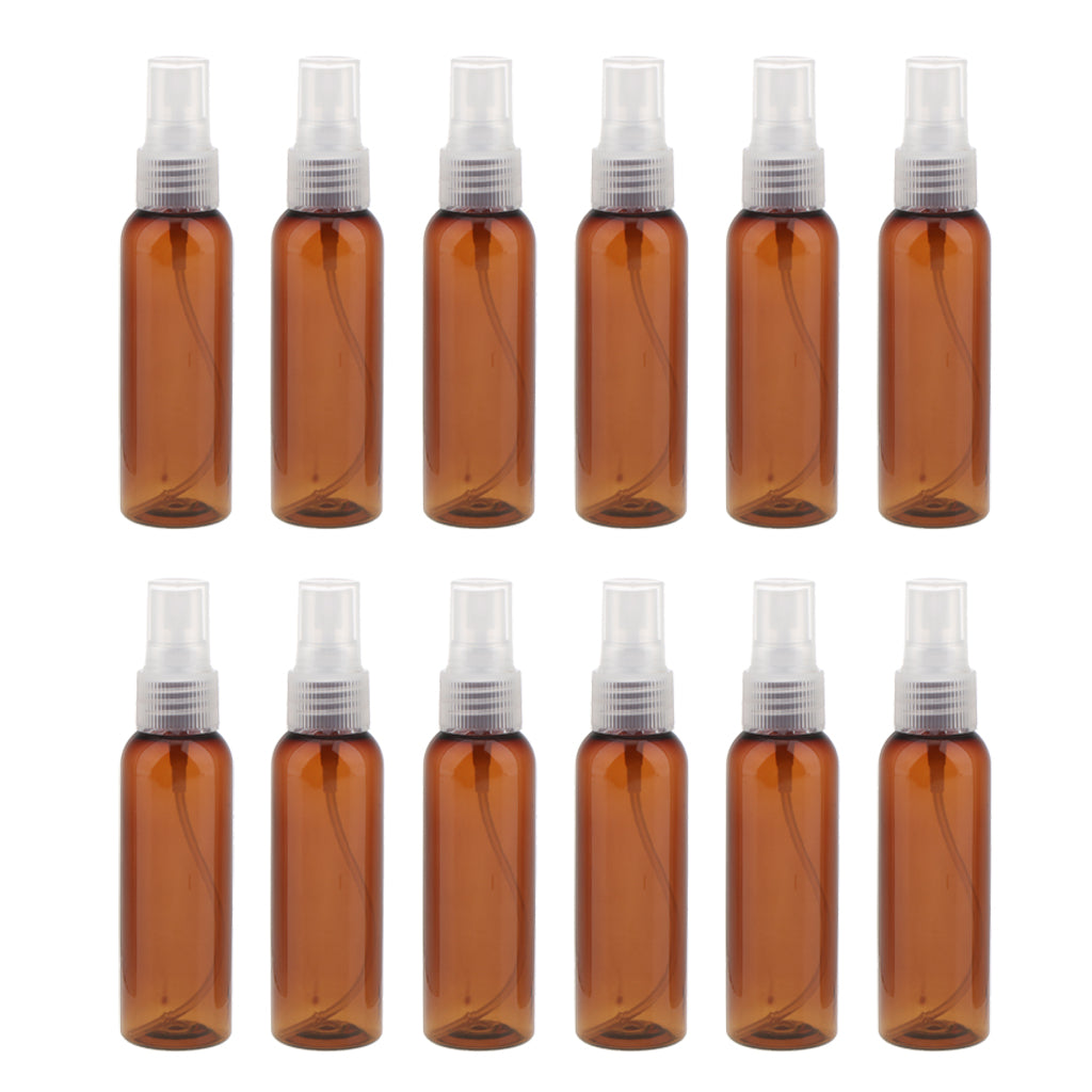 12PCS Brown Comestic Empty Spray Bottle Perfume Cream Atomizer 60ml Clear