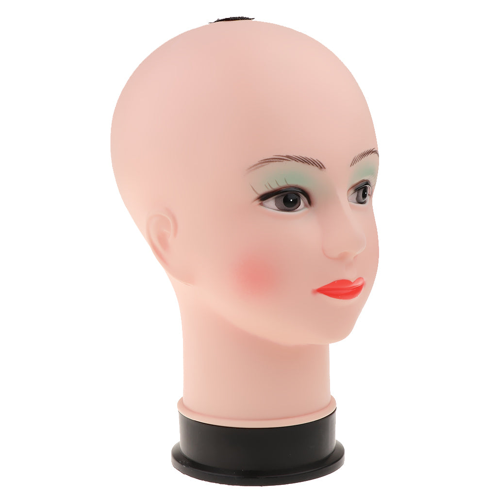 PVC Female Bald Mannequin Head Model Wig Making Hat Glasses Display Stand 2#