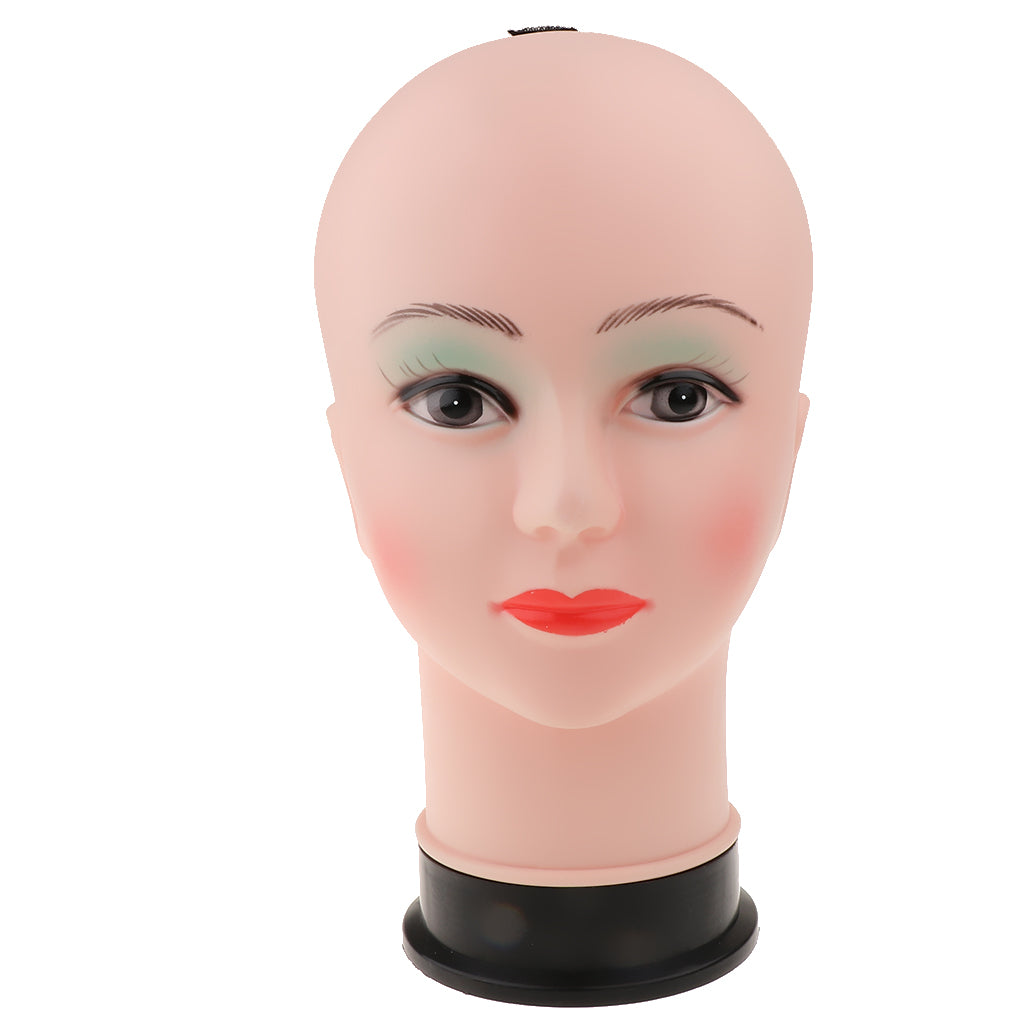 PVC Female Bald Mannequin Head Model Wig Making Hat Glasses Display Stand 2#