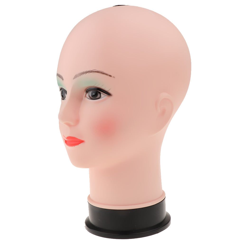 PVC Female Bald Mannequin Head Model Wig Making Hat Glasses Display Stand 2#