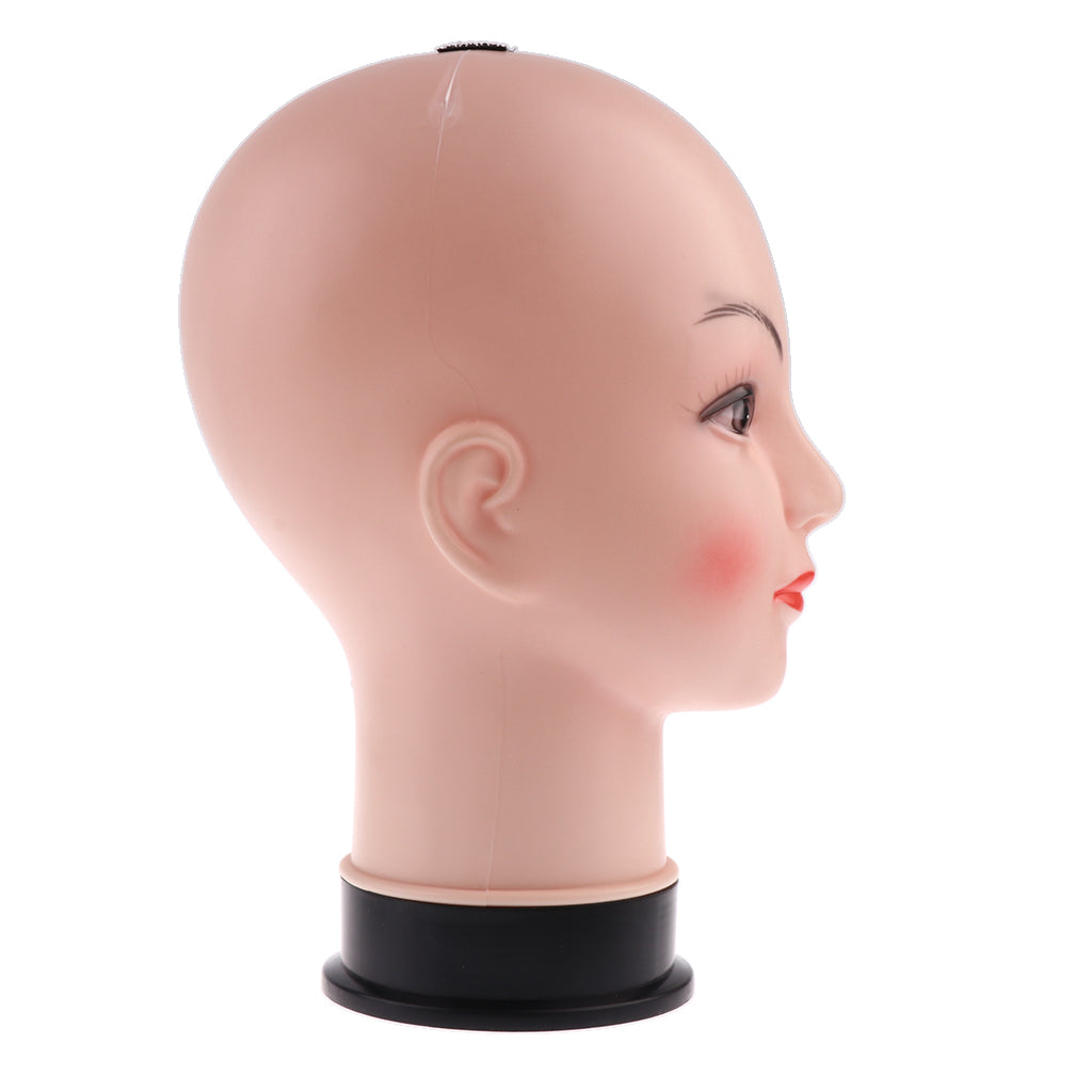 PVC Female Bald Mannequin Head Model Wig Making Hat Glasses Display Stand 1#