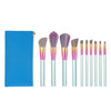 10Pieces Kabuki Makeup Brushes Set Powder Foundation Blush Comestic+Bag Blue