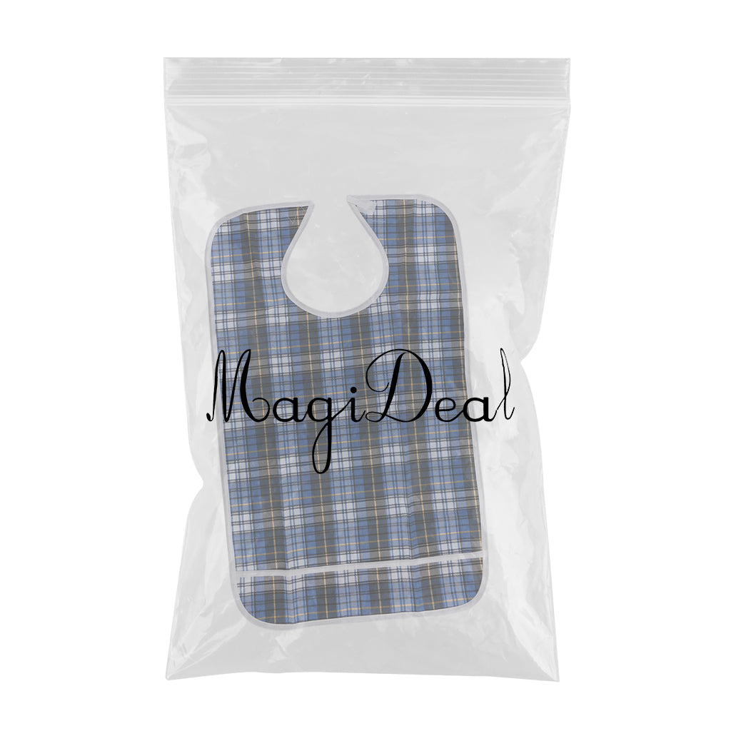 Adult Disability Bib Mealtime Cloth Protector Waterproof 45x75cm blue