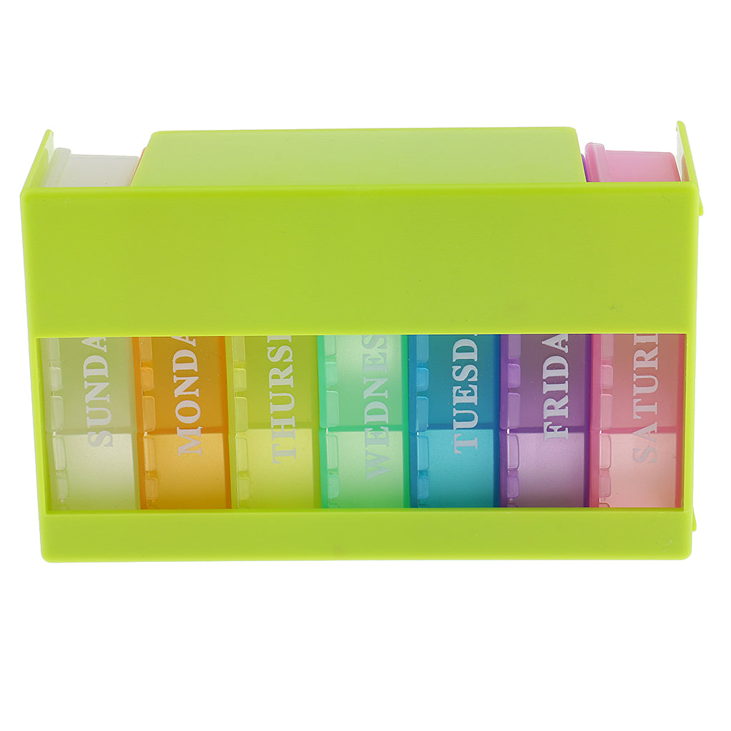 Portable 7 Day Weekly Pill Box Medicine Storage Tablet Organizer Case Green