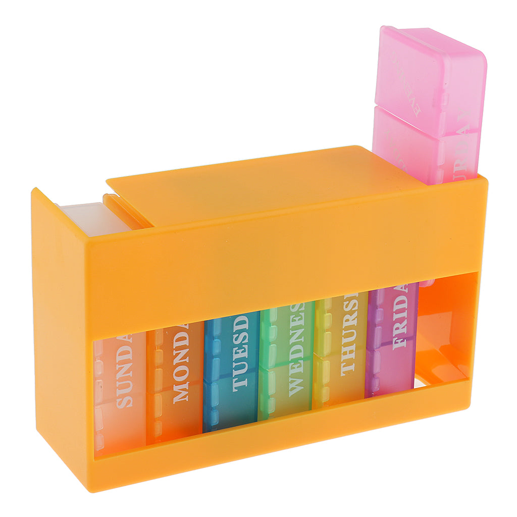 Portable 7 Day Weekly Pill Box Medicine Storage Tablet Organizer Case Yellow