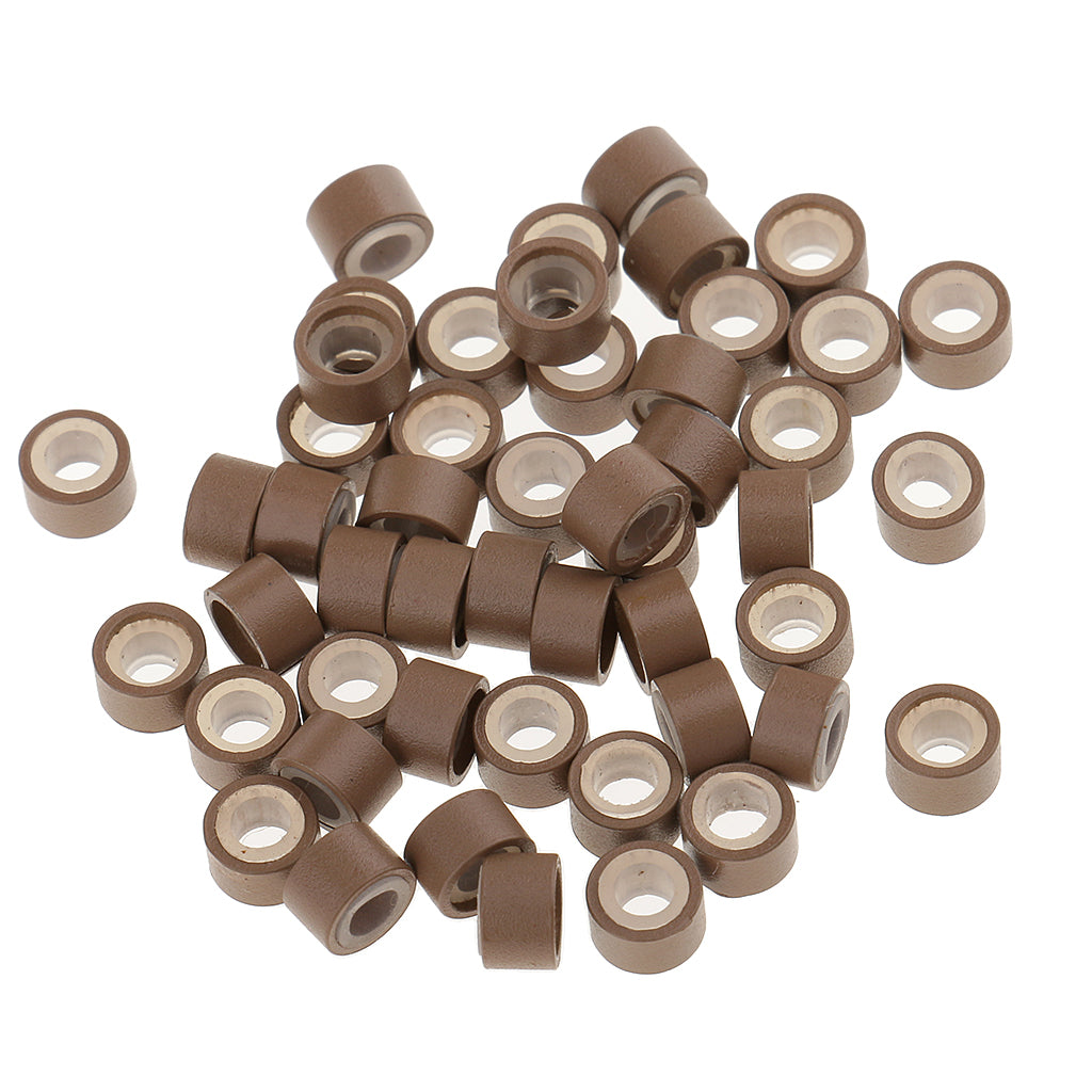 1000 Pieces Silicone Hair Extension Loop Micro Color Ring Beads Light Brown