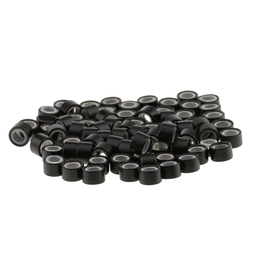 1000 Pieces Silicone Hair Extension Loop Micro Color Ring Beads Black