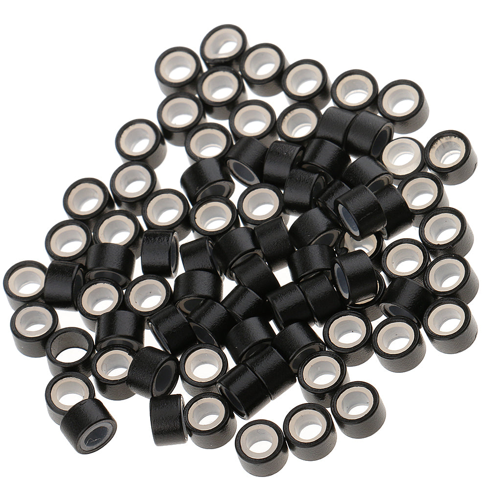 1000 Pieces Silicone Hair Extension Loop Micro Color Ring Beads Black