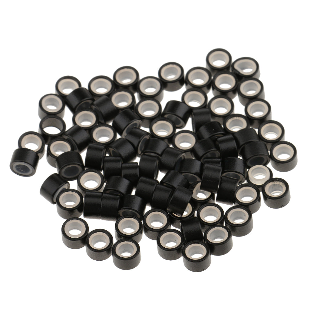 1000 Pieces Silicone Hair Extension Loop Micro Color Ring Beads Black