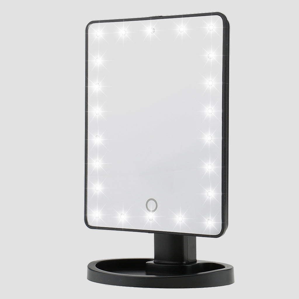 22 LED Lighted Touch Screen Beauty Vanity Makeup Cosmetic Desk Mirror Black