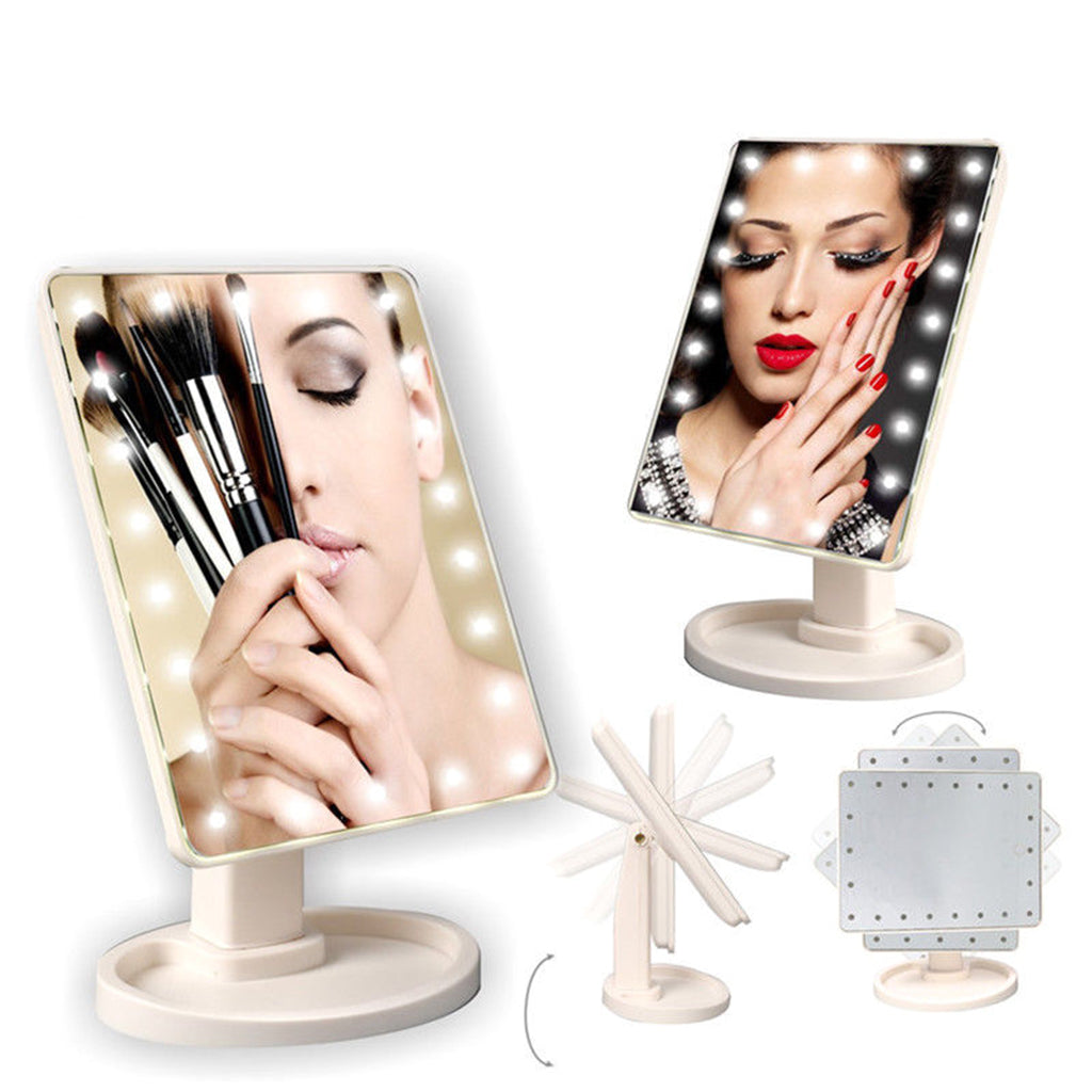 22 LED Lighted Touch Screen Beauty Vanity Makeup Cosmetic Desk Mirror Black