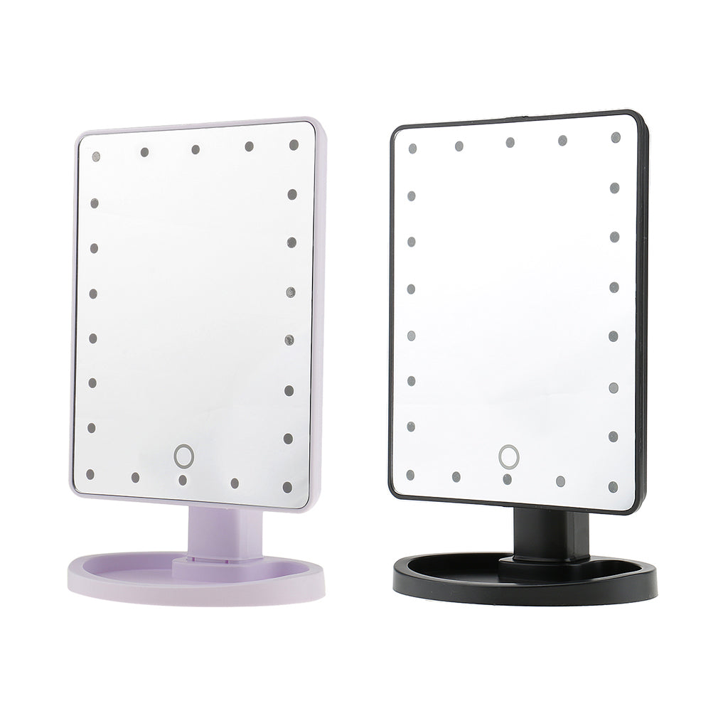 22 LED Lighted Touch Screen Beauty Vanity Makeup Cosmetic Desk Mirror Black