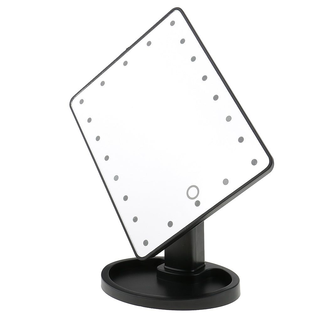 22 LED Lighted Touch Screen Beauty Vanity Makeup Cosmetic Desk Mirror Black