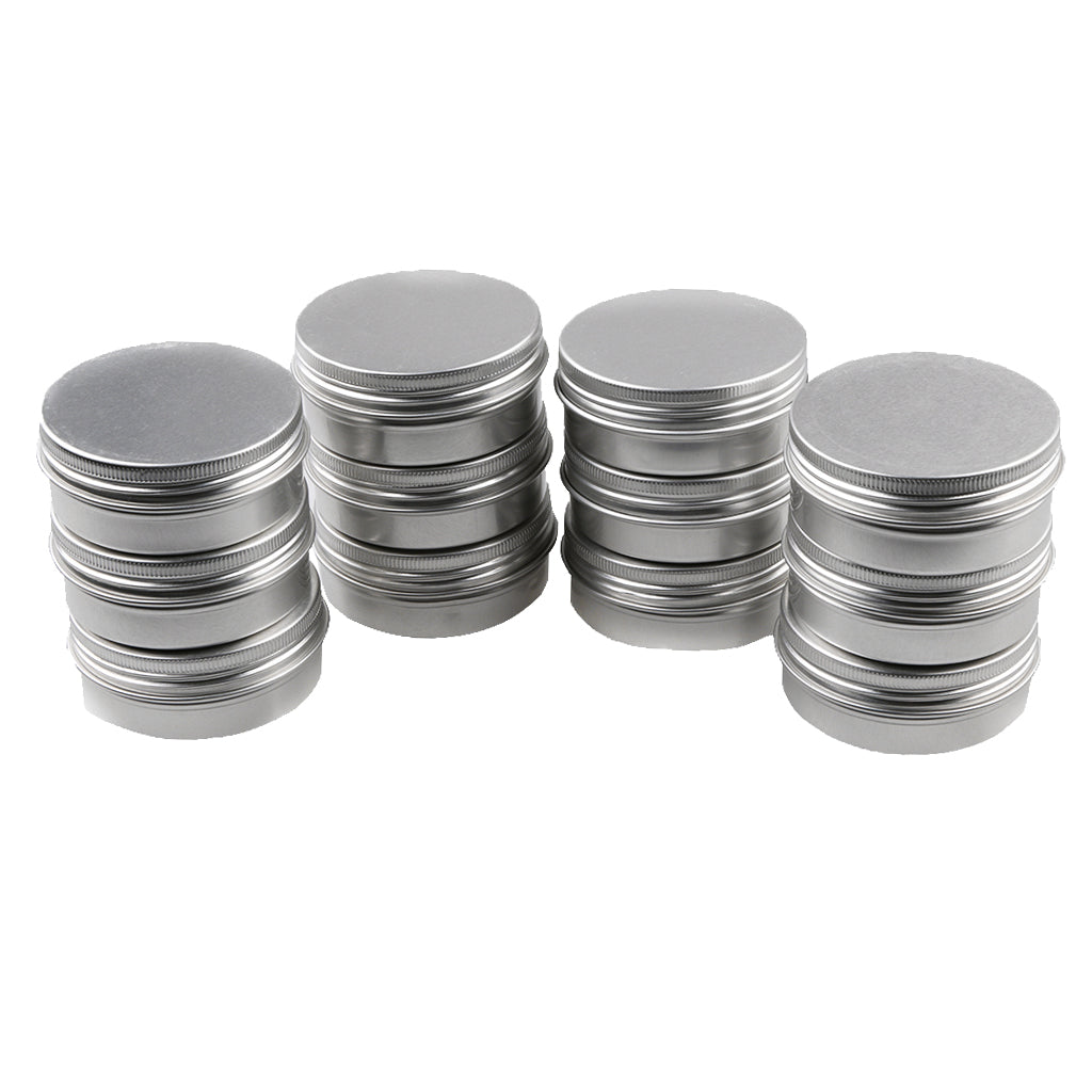 lot 12 Aluminum Round Screw Lid Cosmetic Lip Balm Tins Container 30g