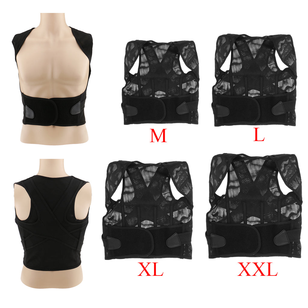 Back Lumbar Shoulder Support Correction Brace Belt Posture Corrector XXL