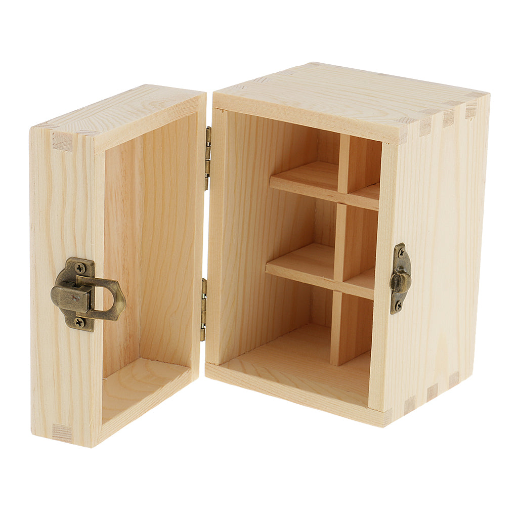 Essential Oil Wooden Storage Box Display Carry Case Organizer Hold 6 Bottles