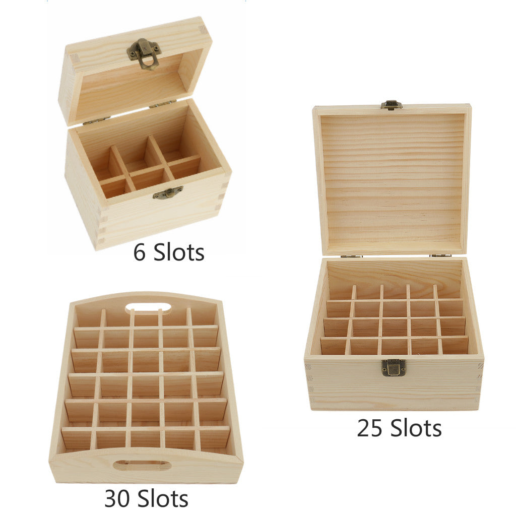 Essential Oil Wooden Storage Box Display Carry Case Organizer Hold 6 Bottles