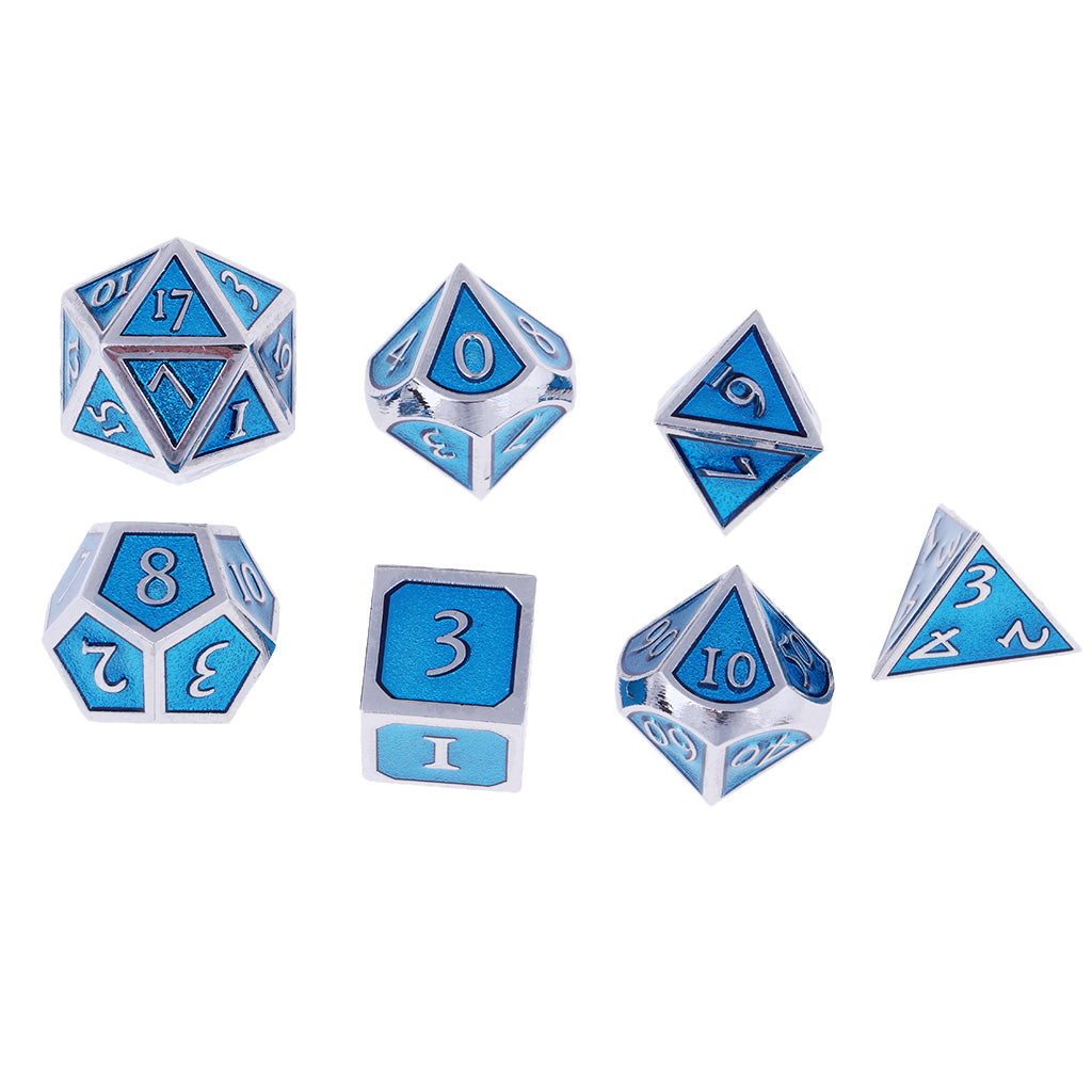 7PCS/Set Multi-sided Dice Family D&D Game Colors Polyhedral Dice Light Blue