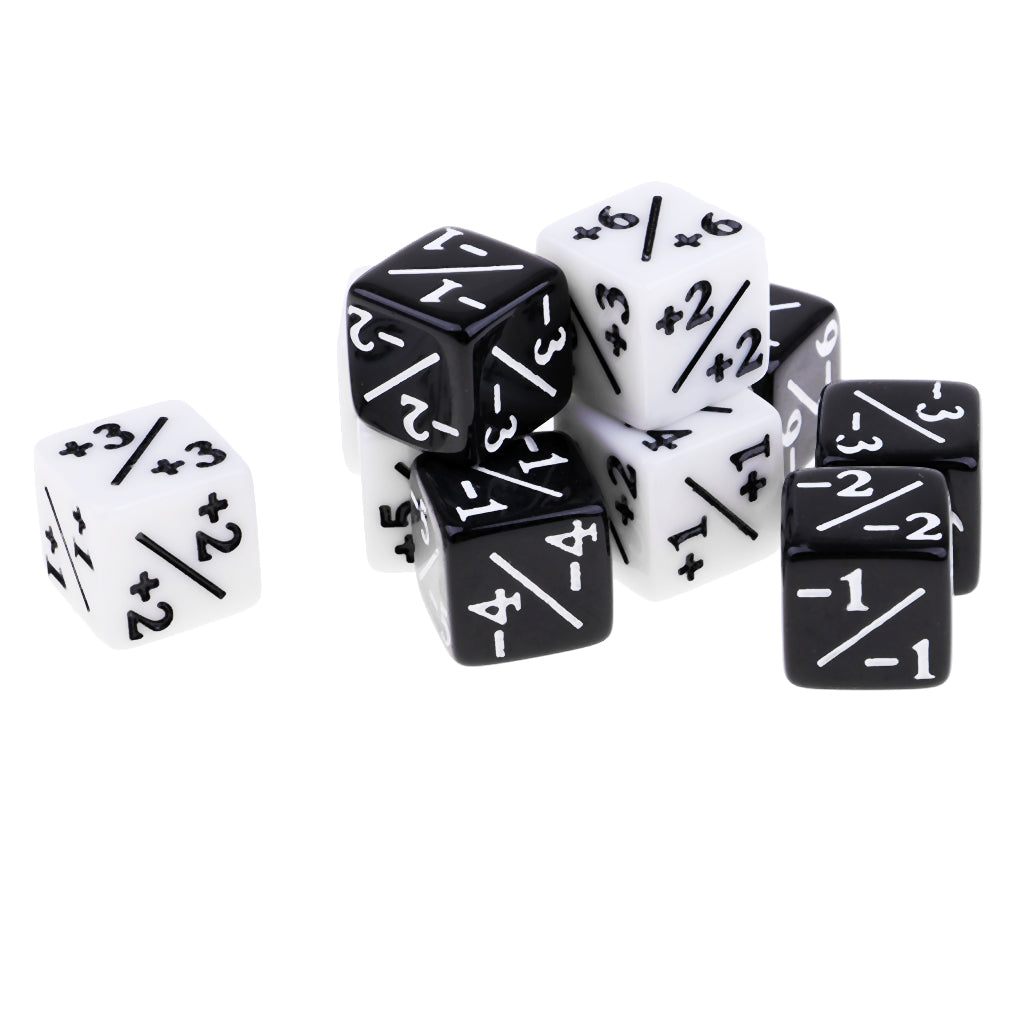 Acrylic Dice Family Set 16mm Six-sided Dice for Table Game Black + White