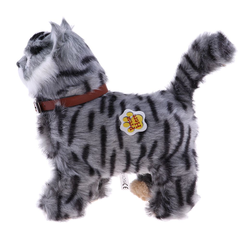 Electronic Plush Cat Toys Stuffed Toys Walking Cat Meow Toys Kids Toy Grey