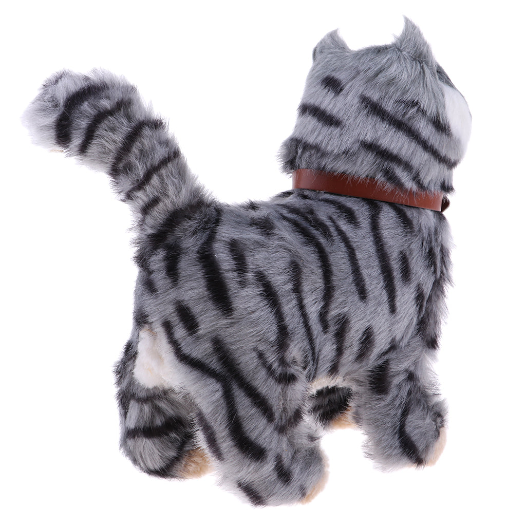 Electronic Plush Cat Toys Stuffed Toys Walking Cat Meow Toys Kids Toy Grey