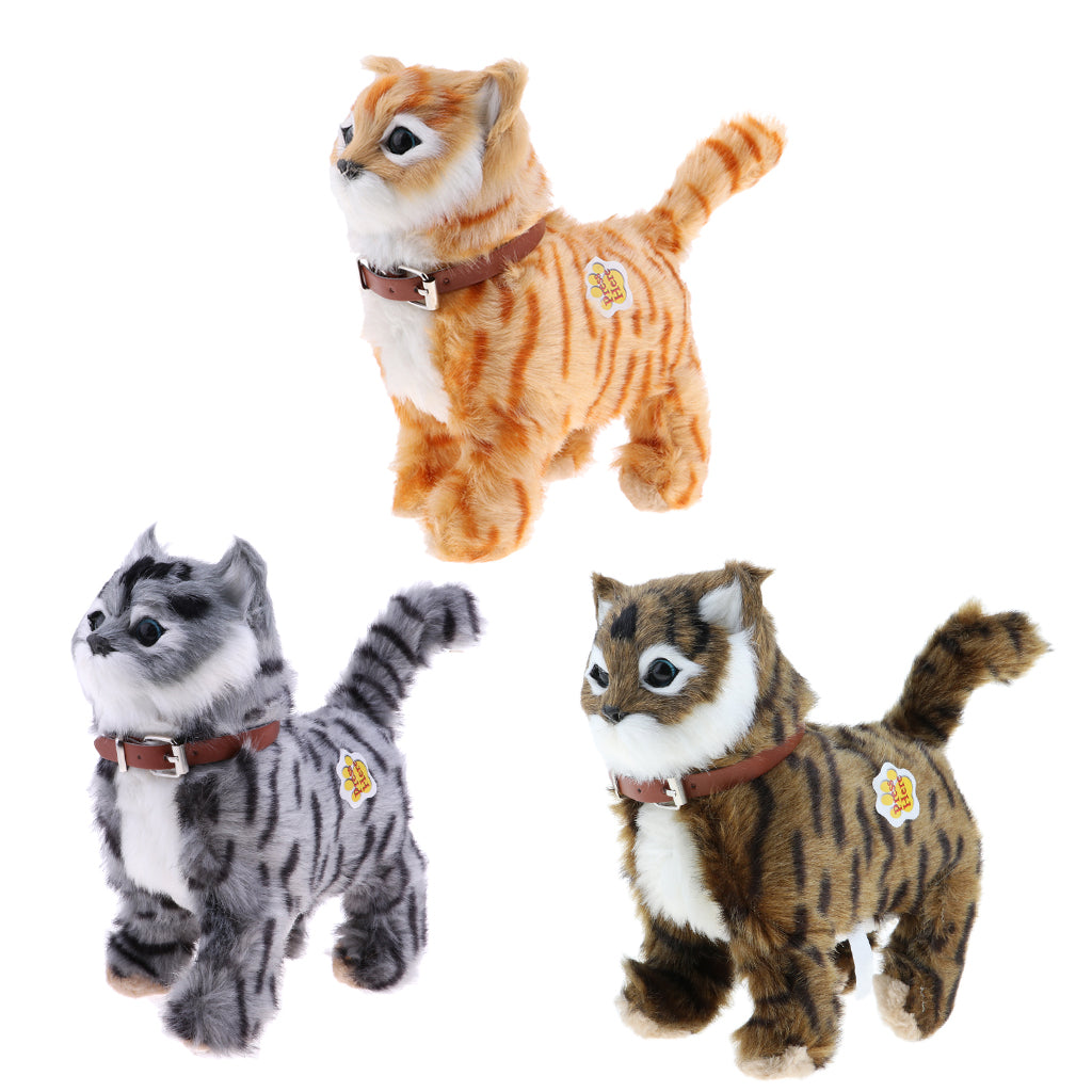 Electronic Plush Cat Toys Stuffed Toys Walking Cat Meow Toys Kids Toy Yellow