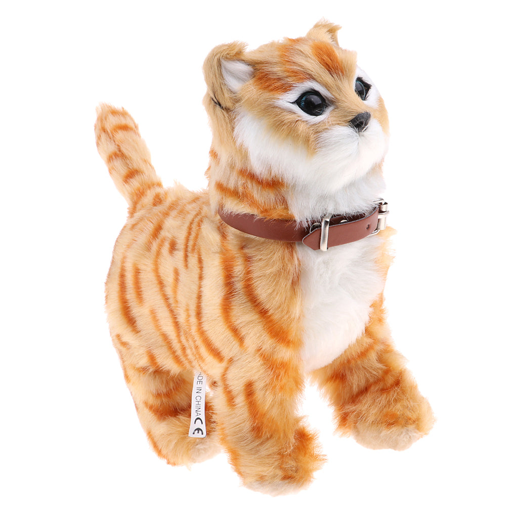 Electronic Plush Cat Toys Stuffed Toys Walking Cat Meow Toys Kids Toy Yellow