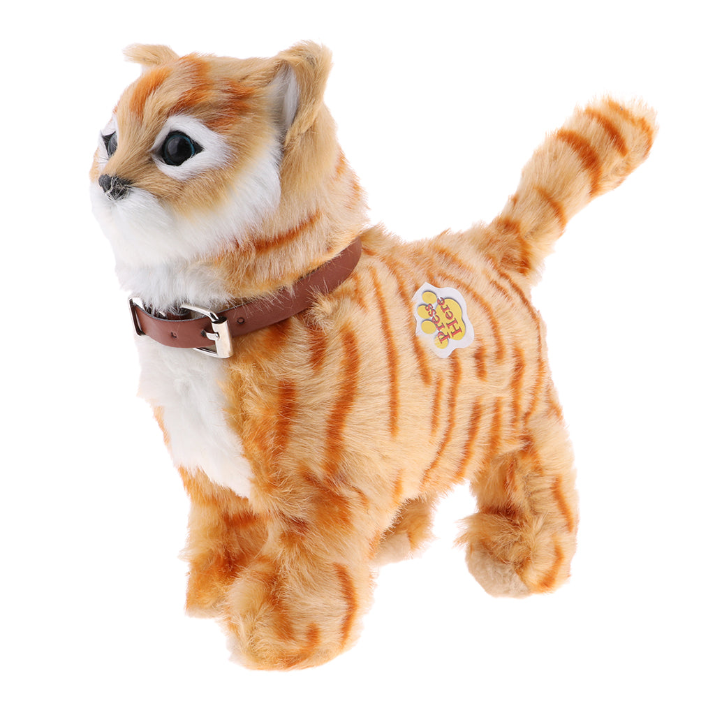 Electronic Plush Cat Toys Stuffed Toys Walking Cat Meow Toys Kids Toy Yellow