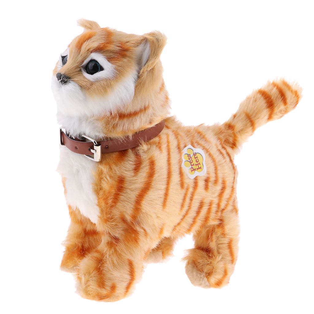 Electronic Plush Cat Toys Stuffed Toys Walking Cat Meow Toys Kids Toy Yellow