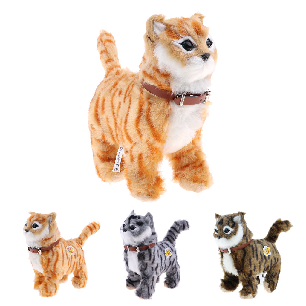 Electronic Plush Cat Toys Stuffed Toys Walking Cat Meow Toys Kids Toy Yellow