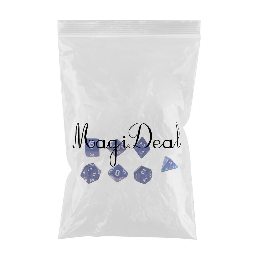 7Pieces D4 D6 D8 D10 D12 D20 Acrylic Dices for D&D RPG Games Navy Blue