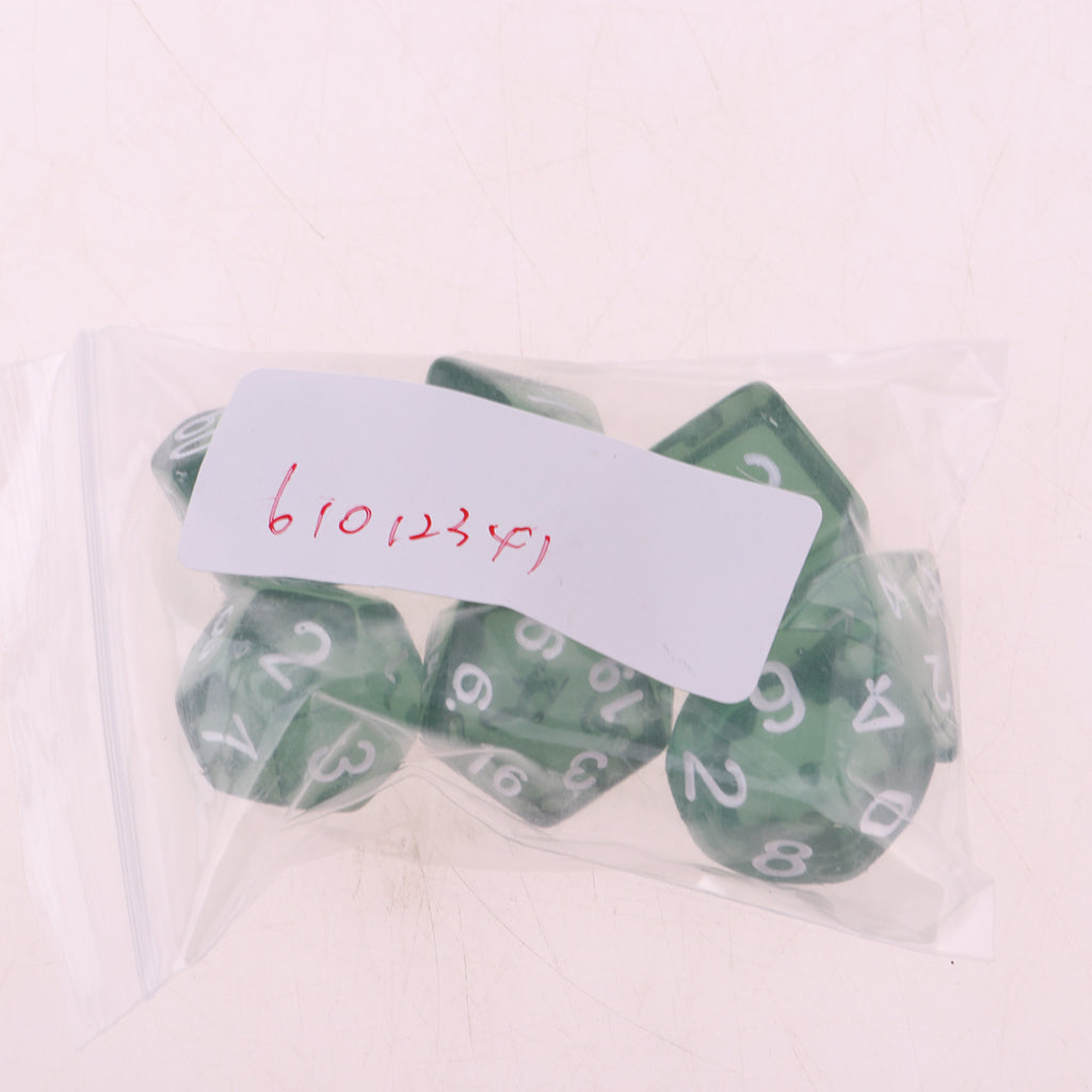 7Pieces D4 D6 D8 D10 D12 D20 Acrylic Dices for D&D RPG Games Light Green