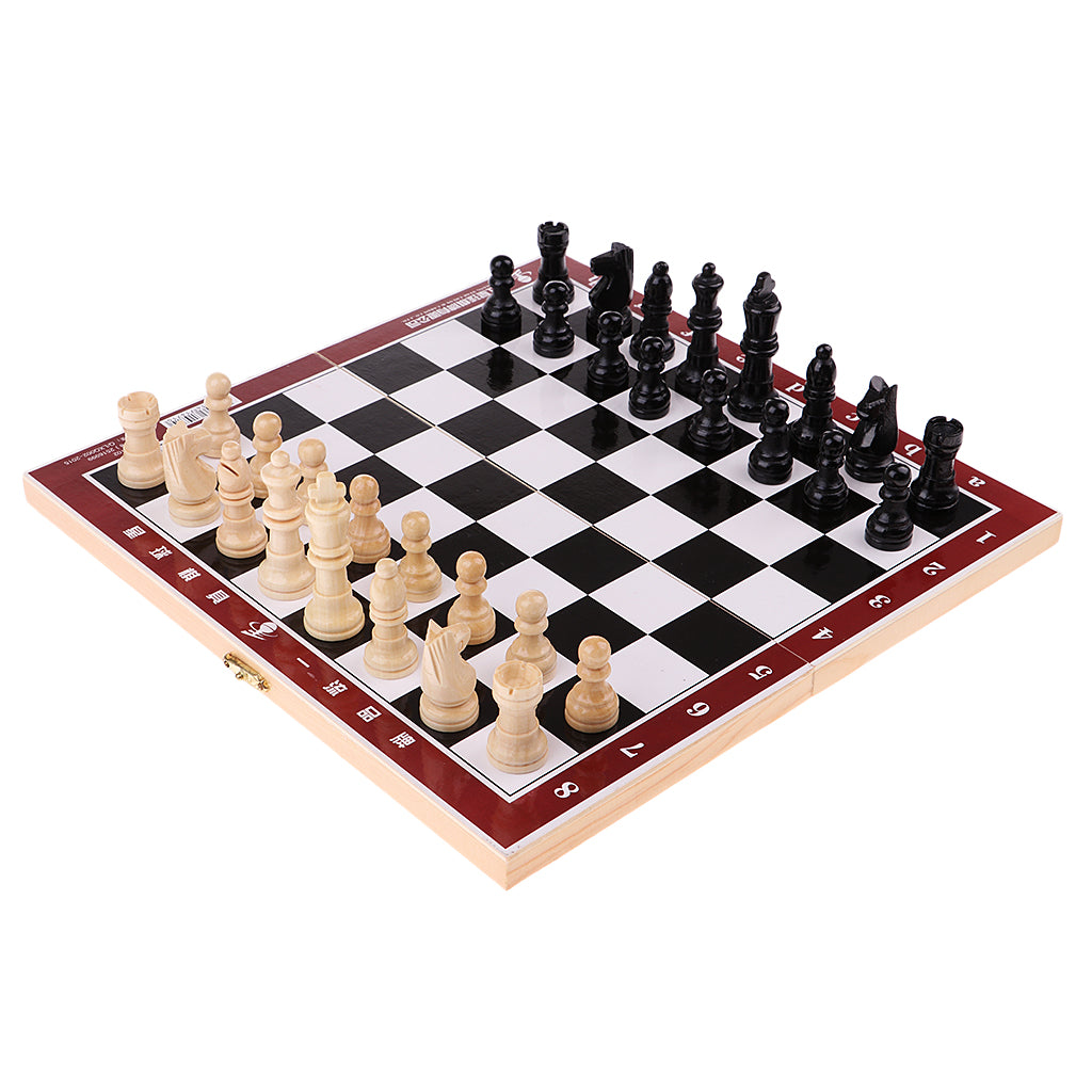 Wooden International Chess Portable Folding Chessboard Game Set 21.2x21.2cm