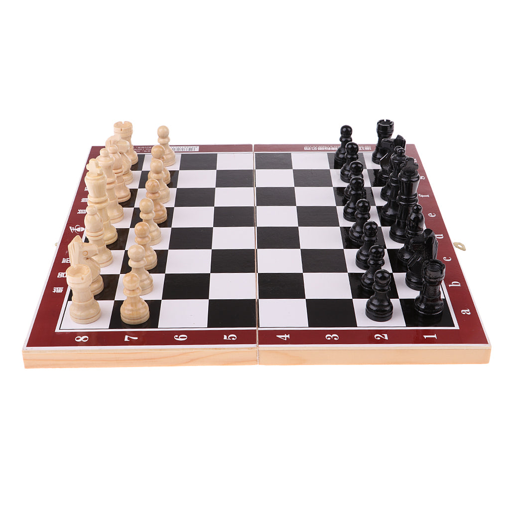 Wooden International Chess Portable Folding Chessboard Game Set 21.2x21.2cm