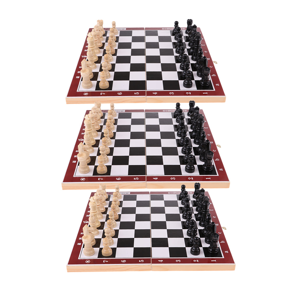 Wooden International Chess Portable Folding Chessboard Game Set 21.2x21.2cm