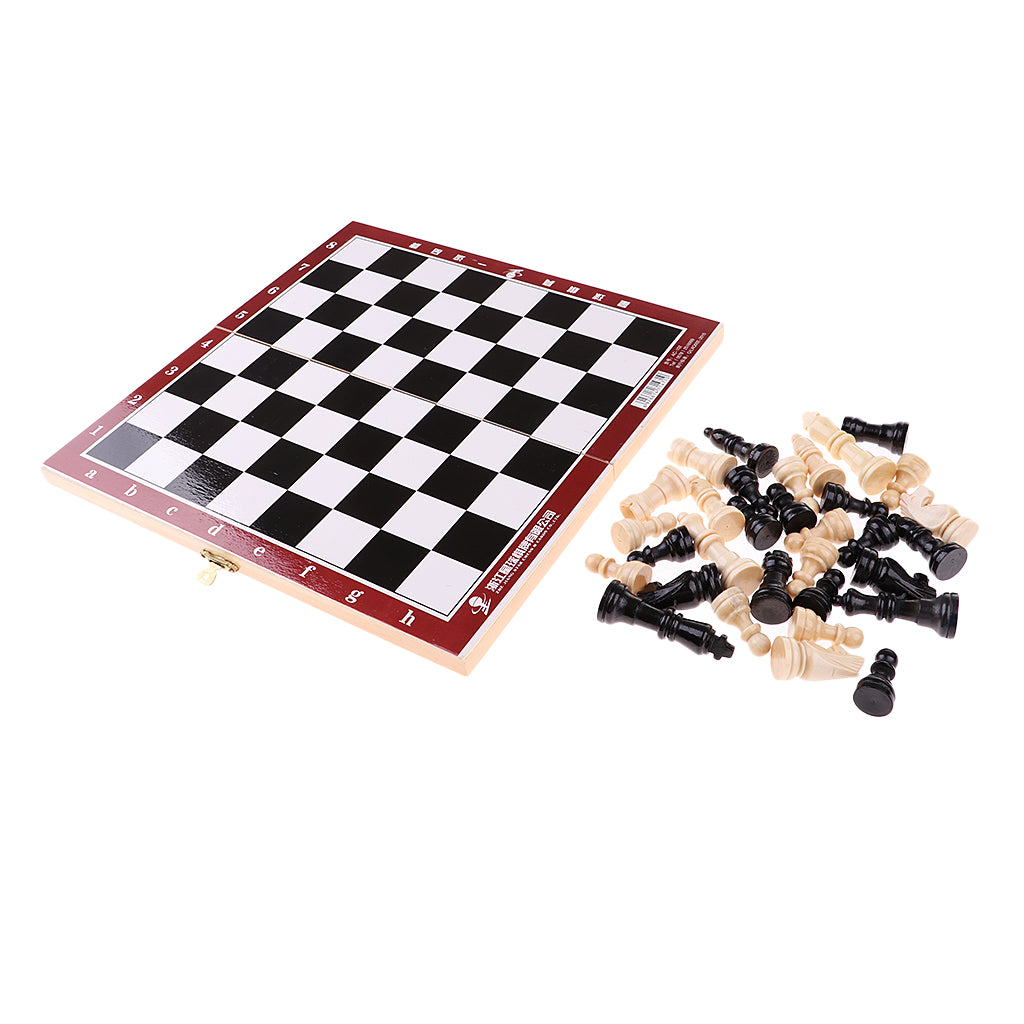 Wooden International Chess Portable Folding Chessboard Game Set 21.2x21.2cm