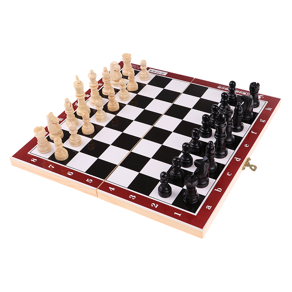 Wooden International Chess Portable Folding Chessboard Game Set 21.2x21.2cm