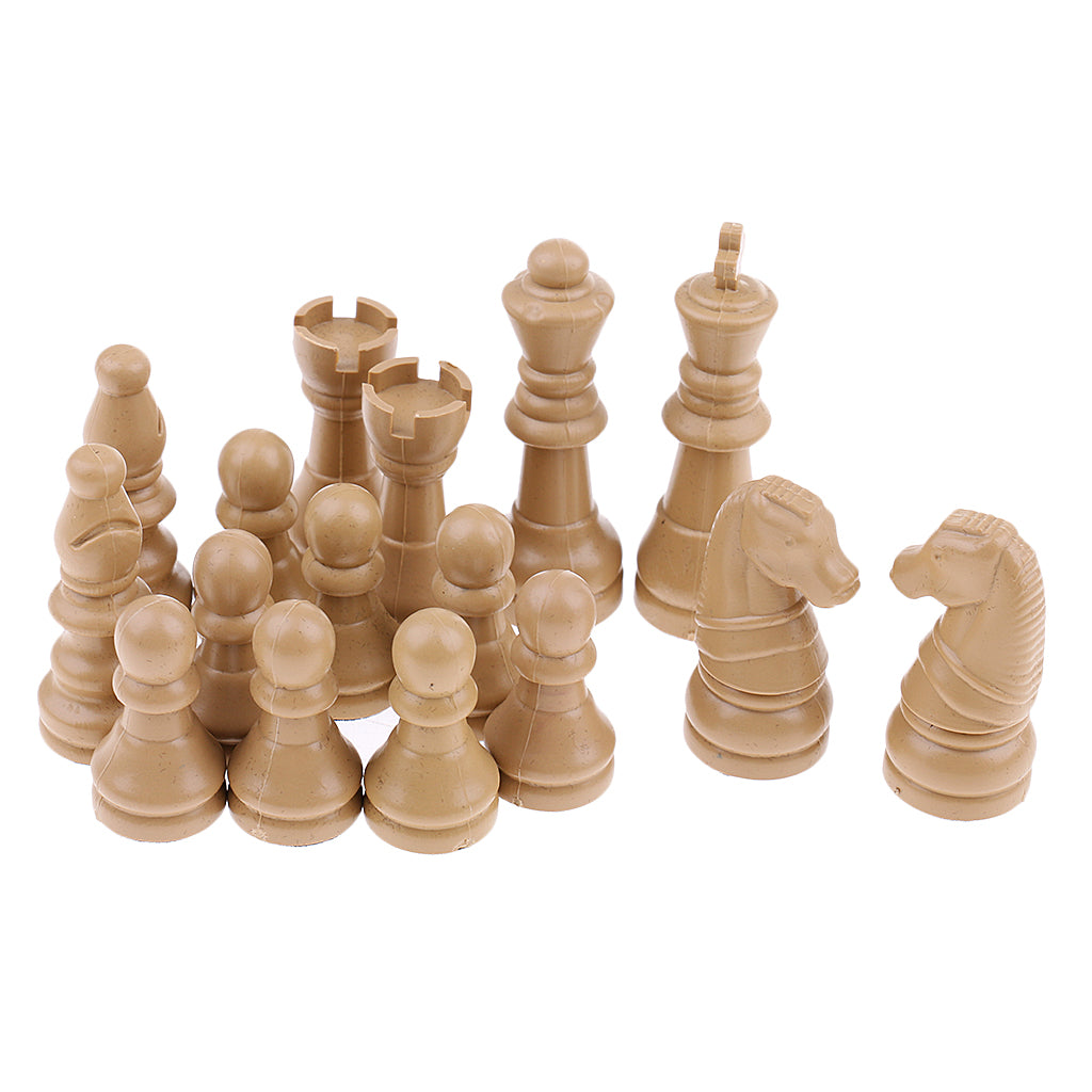 16 Pieces Replacement Plastic Chess Pieces/Chessman Set beige