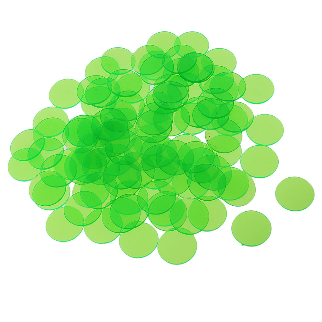 100 Pieces Translucent Bingo Chip 3/4 Inch for Bingo Game Cards Green