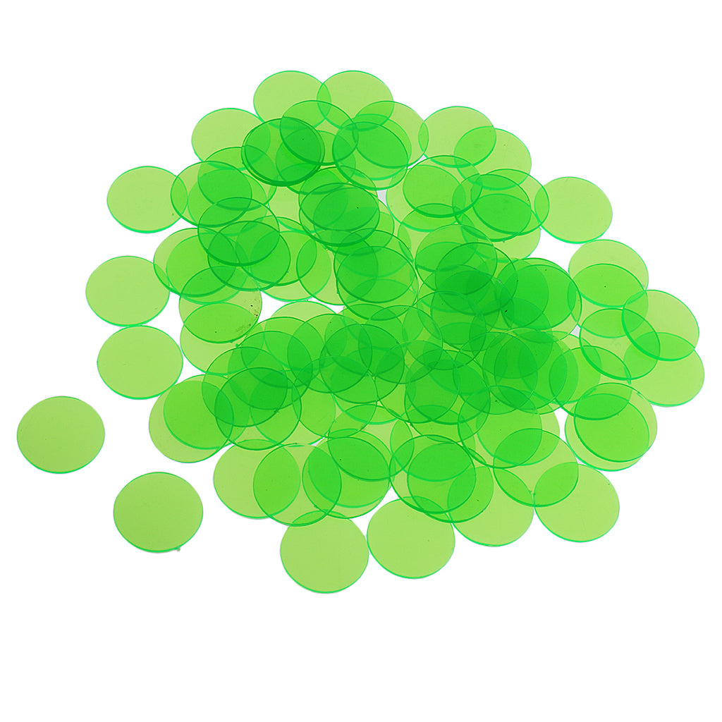 100 Pieces Translucent Bingo Chip 3/4 Inch for Bingo Game Cards Green