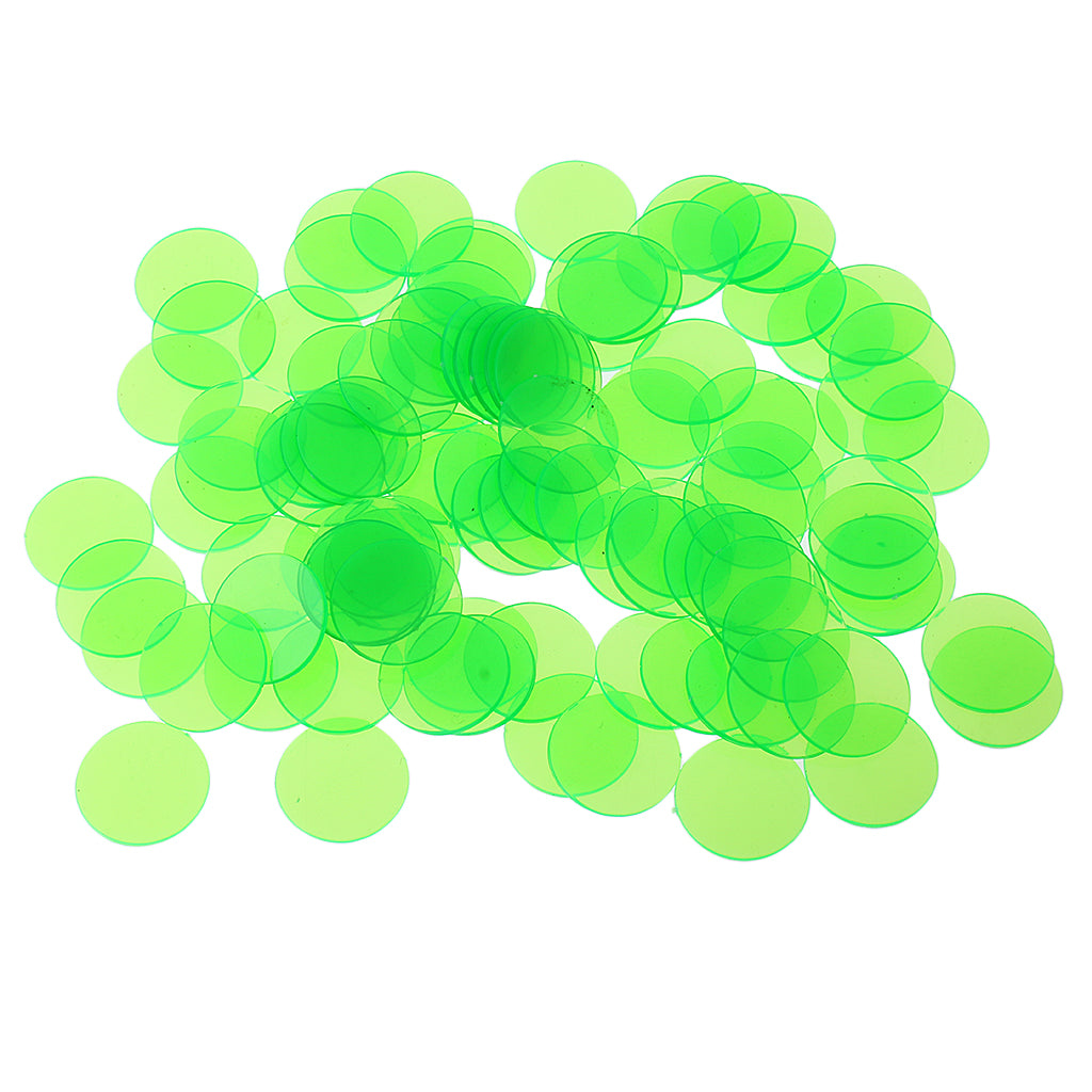 100 Pieces Translucent Bingo Chip 3/4 Inch for Bingo Game Cards Green