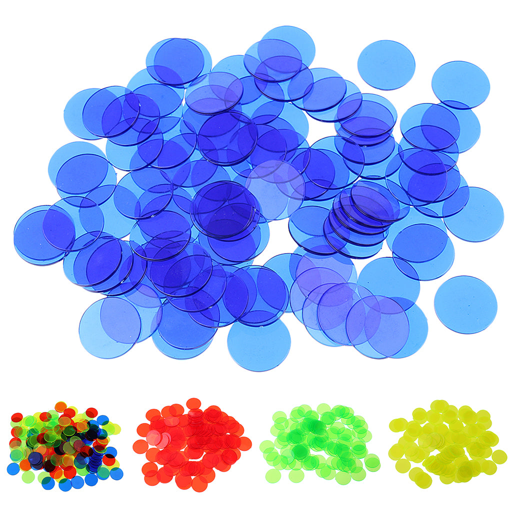 500 Pieces Translucent Bingo Chip 3/4 Inch for Bingo Game Cards Mixed Color