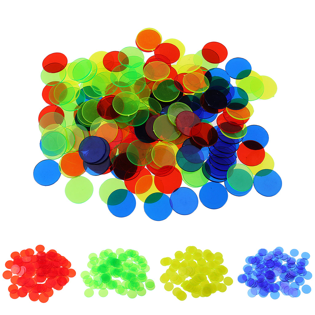 500 Pieces Translucent Bingo Chip 3/4 Inch for Bingo Game Cards Mixed Color