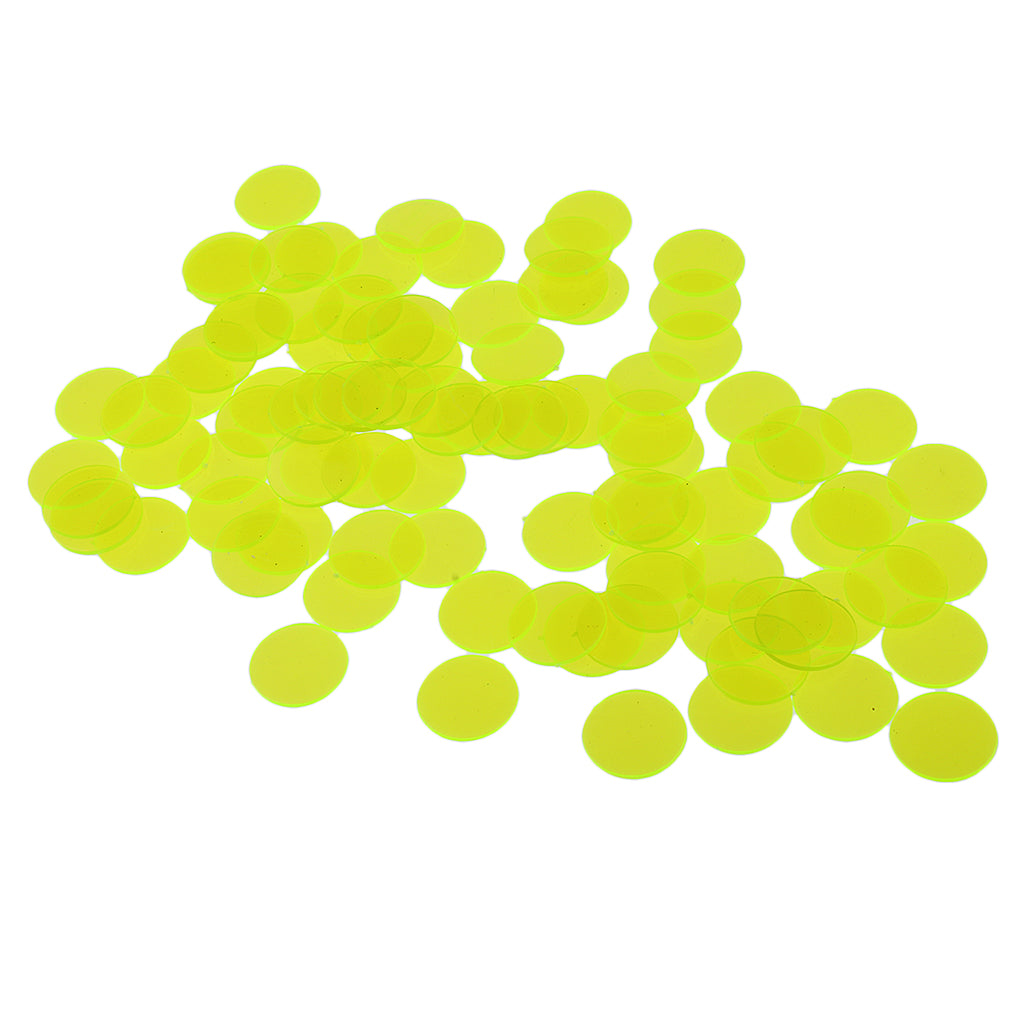 100 Pieces Translucent Bingo Chip 3/4 Inch for Bingo Game Cards Yellow