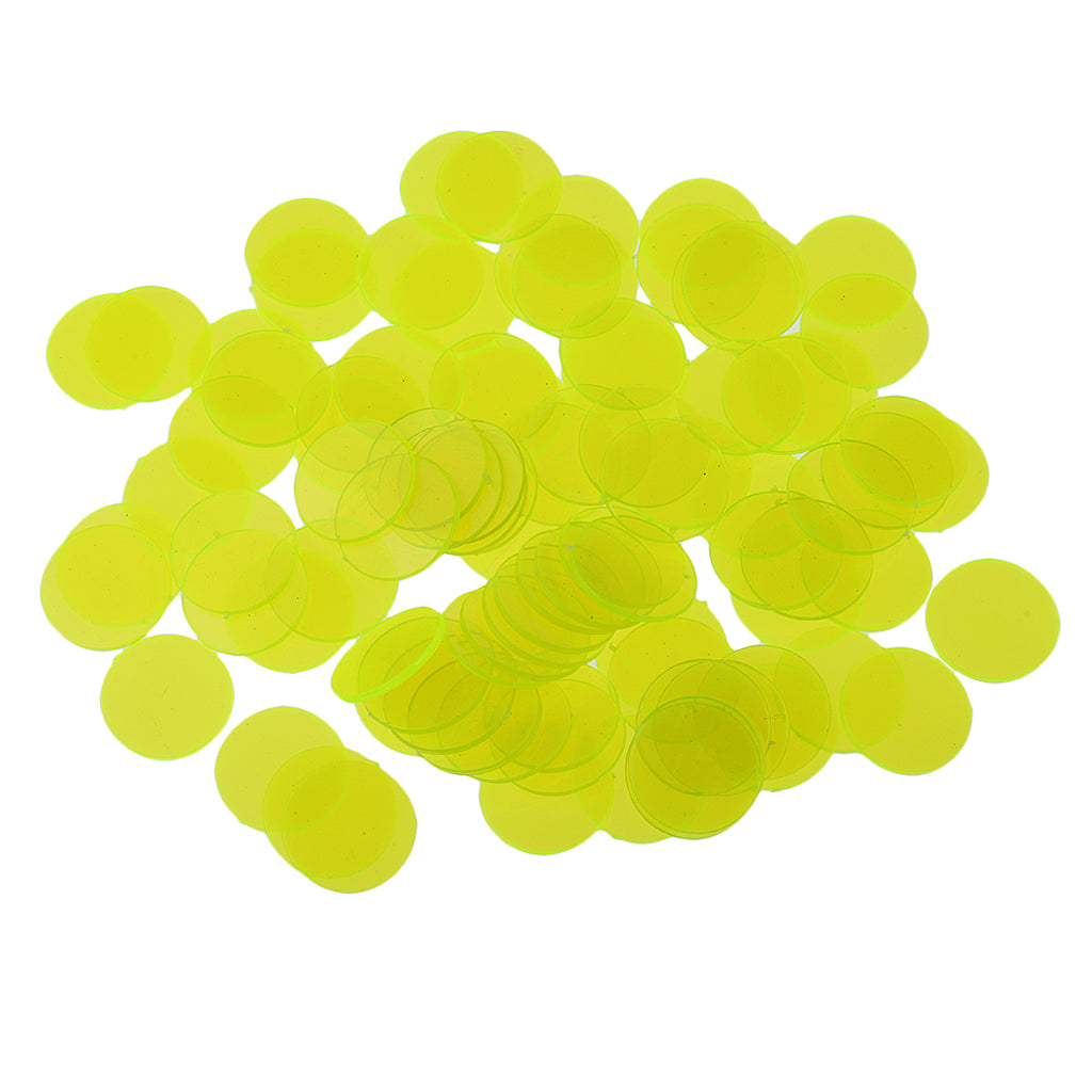 100 Pieces Translucent Bingo Chip 3/4 Inch for Bingo Game Cards Yellow