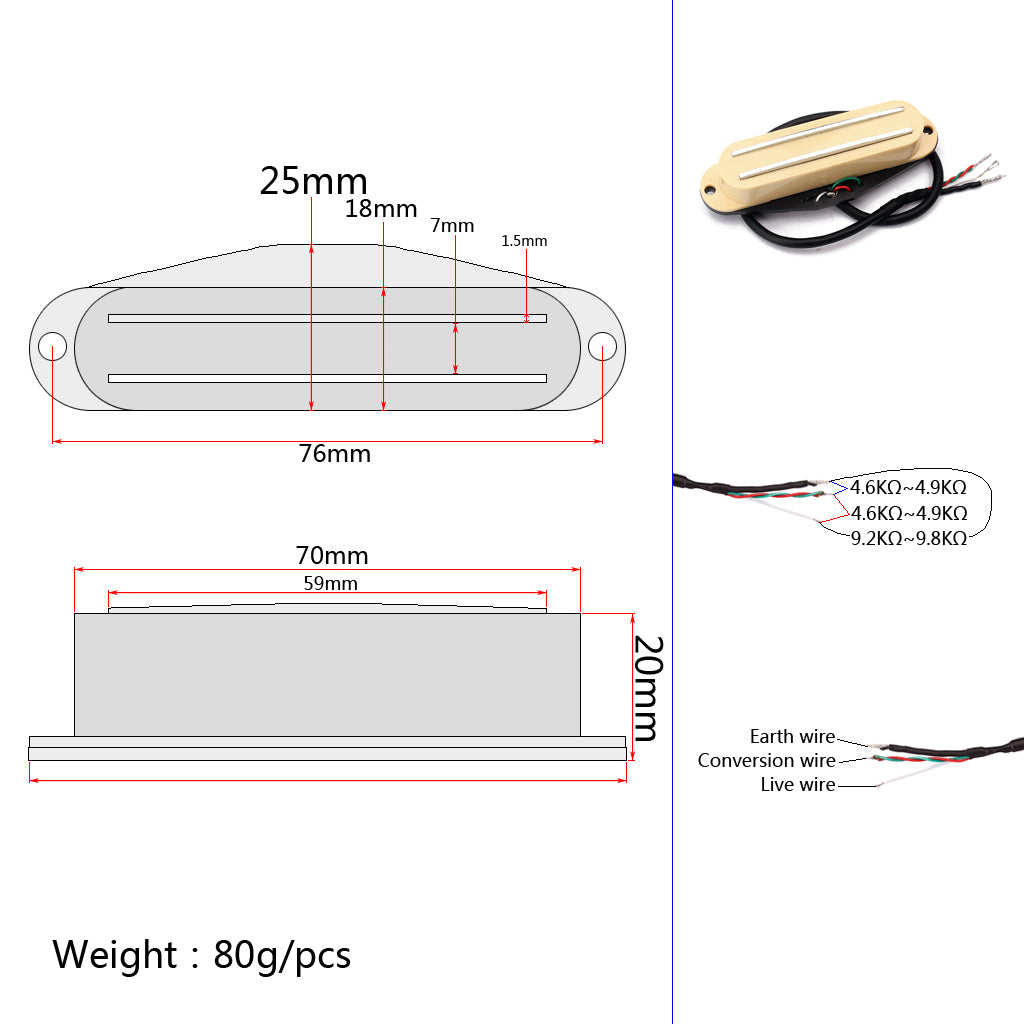 Dual Rails Single Coil Pickup for ST SG LP Electric Guitars Yellow