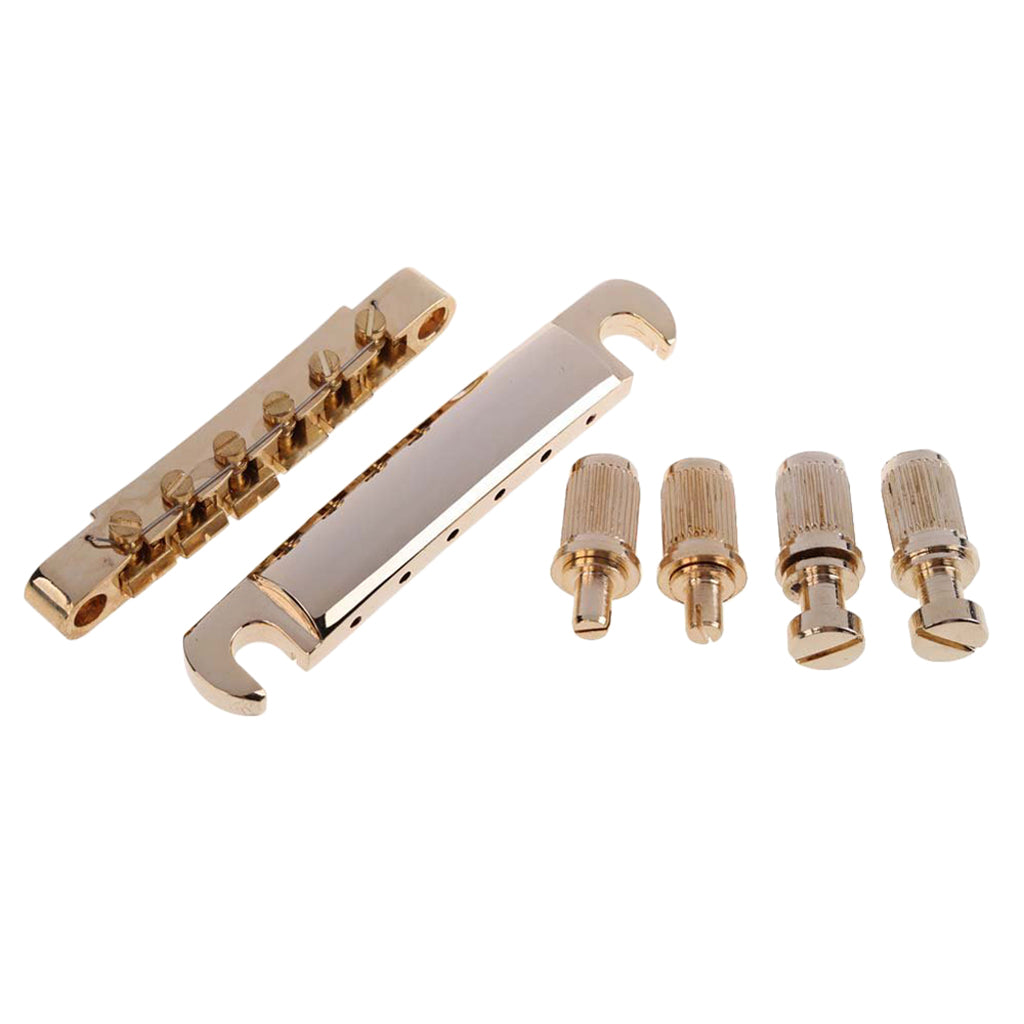 Electric Guitar Saddle Bridge Set Studs For 6-String LP Golden