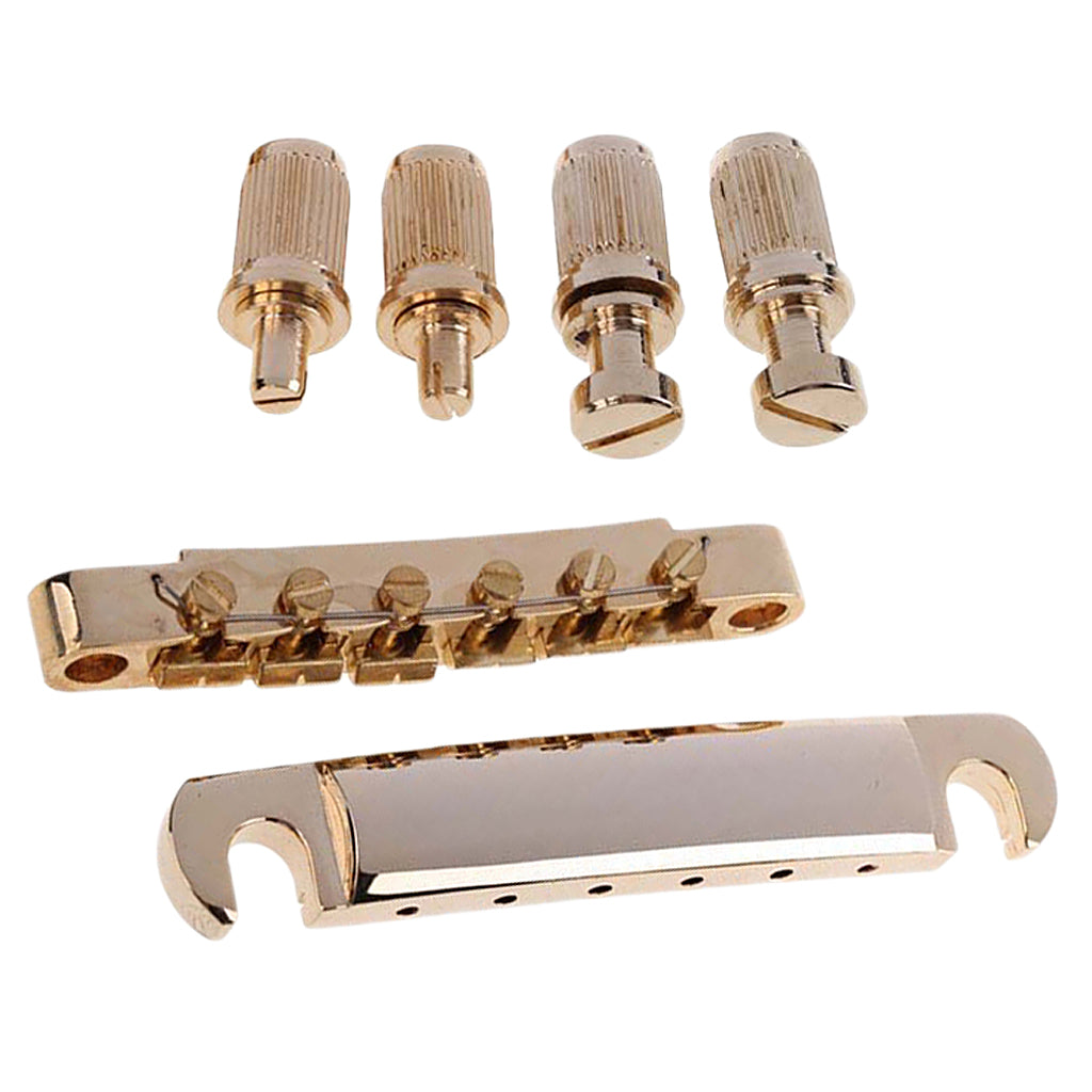 Electric Guitar Saddle Bridge Set Studs For 6-String LP Golden