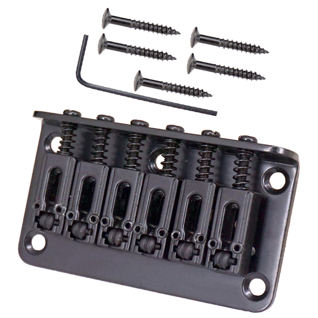 Guitar Bridge Roller 6 Saddles 1 Wrench 5 Screws for Electric Guitar - Black